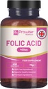 Ácido Fólico Comprimidos 400 mcg - 400 Vegan Vitamina B9 Comprimidos / 13 Mês de Abastecimento / Vitamina B9 Cuidados de gravidez / função normal do sistema imunológico e crescimento do tecido materno durante a gravidez / Reino Unido Made – Prowise