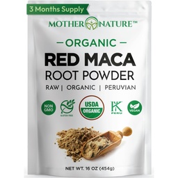 Orgânico, Raw Peruano Red Maca Root Powder – Premium USDA Certificado, Equilíbrio Hormônio para Mulheres, Energia Natural, Apoio ao humor, Não-GMO, Vegan Superfood, 16 onças