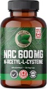 Pure Lab Vitaminas NAC (N-Acetil-Cysteine) 600 mg - 120 cápsulas Fabricadas no Canadá