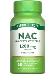 Nature's Truth NAC Supplement □ N Acetyl Cysteine □ Formulário grátis Amino-ácido 1200 mg □ 60 Cápsulas