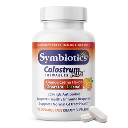 Simbióticos Colostrum 120ct Chewables Plus - Suporte Imunidade para Adultos e Crianças - Suplemento de Lactoferrina e Proteína de Colostrum - Suporta Digestion & Gut - 25% lgG Anticorpos, Gluten Free - Creme Laranja