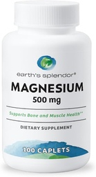 Esplendor da Terra osso & músculo Magnésio Suplemento para homens e mulheres, Sem conservativo artificial ou sabor, Suporta saúde óssea & muscular, sem trigo (500mg, 100 Caplets)
