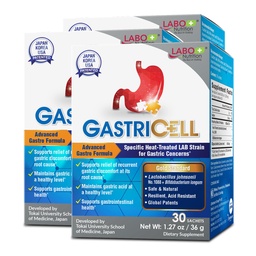 LABO Nutrition GASTRICELL - Reflux ácido, Azia, Desconforto gástrico recorrente, Defesa Natural Contra a Distensão gástrica 30 saquetas x3