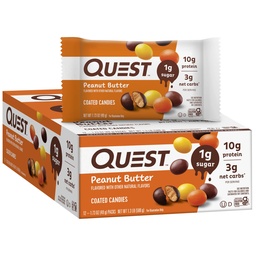 Quest Nutrition Candies revestidos, Manteiga de amendoim, 1g de açúcar, 10g de proteína, 4g de carboidratos líquidos, Gluten Free, Keto Friendly, 12 Contagem