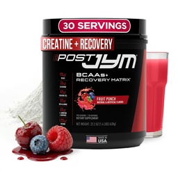 Post JYM Active Matrix - Pós-treino com BCAA, Glutamina, Creatina HCL, Beta-Alanine, e mais JYM Supplement Science Fruit Punch, 30 Servings
