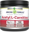 Fórmulas surpreendentes Acetil L-Carnitina 100 Grams (3,5 Oz) Suplemento em pó □ 100 Servings