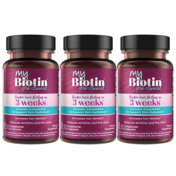 Produtos de pureza MyBiotin ProClínica – Cabelo grosso a partir de 3 semanas e lutas rugas - MB40X Patented Biotin Vitamina B7 Matrix w / Astaxantina - 40X Mais Solúvel vs Biotina Comum, 90 Veg Cápsulas