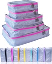 Cubos de embalagem MUMI – Cubos de embalagem de compressão 5-Piece para viagem, Organizadores de Bagagem para Malas, Sacos de transporte, Mochilas e Sacos de Duffel – Essentials de viagem que salva espaço - Rosa