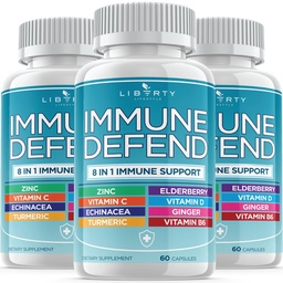 8 em 1 Apoio de Defesa Imune, Immunity Vitaminas Suplemento Booster com Zinc 50mg, Vitamina C Elderberry VIT D3 5000 UI, Curcumina e Ginger Açafrão, Echinacea - Alivio Alergia para Adultos