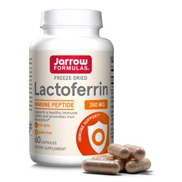 Fórmulas Jarrow Lactoferrina 250 mg - Glicoproteína Imune Suportadora - para Sistema Imune Saudável Suporte e Absorção de Ferro - Freeze Dried - Gluten Free - Non-GMO - 60 Cápsulas (Servings)