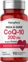 Piping Rock CoQ10 200mg Softgels □ 90 Contagem □ Suplemento para Mulheres e Homens com Extrato de Pimenta Negra □ Não-GMO, Gluten Free