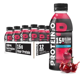 Protein2o Hydration Drink - 2-in-1 Líquido Limpar Whey Protein Isolate e Electrolyte Drink - 15g Protein, Vitaminas B5, B6 - Recuperação Pós-Trabalho - 16.9 Fl Oz - 12 Contagem Cereja Selvagem