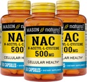 Mason Natura NAC N,Acetil,L,Cysteine 500 mg, 6 Mês de Abastecimento, Suporta Saúde Celular Normal, Imune System Booster for General Wellness, 3 Pack