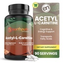 TerraNutri Acetil-L-Carnitina Cápsula – Aditivo Livre de Glúten, Sem Enchimentos, Sem Preservativos – Suplemento Acetil L-Carnitina Ajuda a Concentração e Energia – 500mg por serviço, sem sabor 90 Contagem