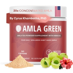 Amla Powder & Green Tea Superfood Supplement with Hibiscus, 20x Ultra Concentrado Amla, Apoio Antioxidante, Feito com chá Oolong e Groselhas indianas, Orgânico, Vegan, Hibiscus, 90 Servings