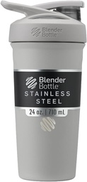 BlenderBottle Sport Isolado garrafa shaker de aço inoxidável com fio Whisk, 24-ounce, cinza – Shakes proteína e hidratação para atletas e fitness entusiastas, fácil mistura, mantém bebidas frias, tampa bloqueável