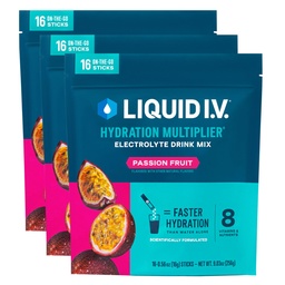 Liquid I.V.® Hydration Multiplier - Fruta de paixão - Electrolyte Powder Drink Mix 3 Pack (48 Servings)