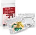 100 Pacotes Mylar Smell Proof XL sacos de medicina - Zipper Accessory Bags com dupla ponta permanente. Marcador; Pill Pack Baggies para medicina, jóias, hardware; Zipper Sealed Pill Pouches (3,5 x 2,5", prata)