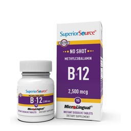 Fonte Superior Sem Tiro Vitamina B12 Metilcobalamina 2.500 mcg, rápida dissolução comprimidos microlinguais, 90 contagem, forma ativa de B12, suporta a produção de energia, suporte do sistema nervoso, não-GMO