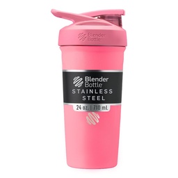 BlenderBottle Sport garrafa shaker de aço inoxidável isolado com fio Whisk, 24-ounce, rosa – Shakes proteína e hidratação para atletas e fitness entusiastas, fácil mistura, mantém bebidas frias, tampa bloqueável