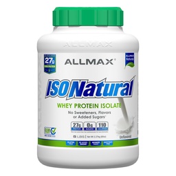 ALLMAX ISONATURAL Whey Protein Isolate, Unflavored - 5 lb - 27 Grams of Protein Per Scoop - Zero Fat & Sugar - 99% Lactose Livre - com Prebióticos - Sem sabores artificiais - Aprox. 78 Servings