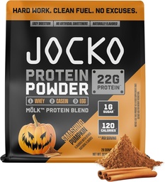 Jocko Mölk Whey Protein Powder - Keto, Probióticos, Feed grama, Enzimas Digestivas, Aminoácidos, Açúcar Free Monk Fruit Blend - Suporta recuperação muscular e crescimento (Pumpkin Novo)