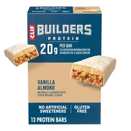 CLIF Builders Protein Bars - Vanilla Almond Flavor - 20g Proteína Baseada em Planta - Gluten Free - Non-GMO - Low Glicemia - No Artificial Sweeteners - 2.4 oz. (12 Pack)