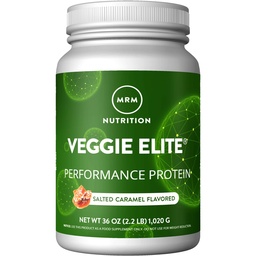MRM Nutrition Veggie Elite Performance Protein □ Salted Caramel Flavored□ Proteína Baseada em Plantas; Fácil de Digerir com BCAAs; Vegan + Gluten-Free □ Testado clinicamente; Enzimas digestivas