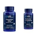 Extensão de vida Curcumina Elite Turmeric Extract & N-Acetil-L-cisteína (NAC), Imune, Respiratório, Saúde do Fígado, NAC 600 mg, Apoio antioxidante potente, Radicais livres, Fácil de Absorver, 60 Cápsulas