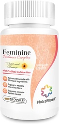 NutraBlast Feminine Balance Complex (60 Cápsulas) □ Vaginal Detox & Cleanse Probióticos Suporta Flora Intestinal Saudável & Função Imunitária