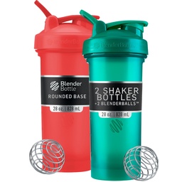 BlenderBottle clássico V2 Shaker garrafa perfeita para batidos de proteína e pré-treino, 28-ounce (2 pacote), vermelho, verde