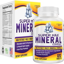 Suplemento multimineral de 2 meses (livre de ferro) Multiminerais naturais □ Suplementos minerais múltiplos de alta potência (15-em-1) Misturado de minerais Fórmula □ Complexo mineral