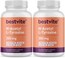 BESTVITE N-Acetil L-Tirosina 350mg (NALT) (240 Cápsulas) (120 x 2) - Sem Estearatos - Sem OGM - Sem glúten