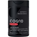 Sports Research CoQ10 (100mg) Melhorado W/Óleo de coco e Bioperine (Pimenta Negra) para uma melhor absorção Vegan Certified, Não-GMO Verificado (120 Veggie Softgels)