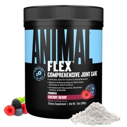Pó de Flex Animal - Suplemento de suporte conjunto para alívio da dor, reparação e restauração de músculos com açafrão, glucosamina, condroitina, HSH, Colágeno e Boswellia, Grande sabor de cereja, 30 Scoops