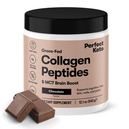 Perfeito Keto Collagen Peptides proteína em pó com óleo MCT, Colágeno hidrolisado, Tipo I & III Suplemento, Sem glúten, Feed grama, Baixo Carbo, Keto creme de café, Colágeno para mulheres e homens, Chocolate