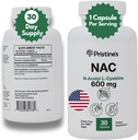 N-Acetil L-Cysteine (NAC) 600MG 30 dias de alimentação Potente Pulmão e Imunidade do Fígado Cápsulas de suplemento antioxidante - humor e suporte à saúde mental