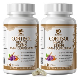 10-IN-1 Suplementos de cortisol com magnésio, Ashwagandha, Camomila, L-Teanina, Fosfatidilserina, hipericão, Astragalus, Vitamina C & D3, para homens, 240 cápsulas Vegan para 4 meses, Não-GMO