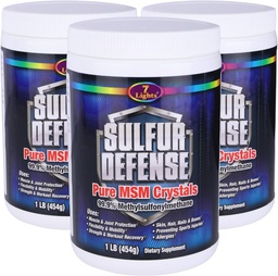 7 Luzes Enxofre Defesa Opti-MSM 99,9% Puro HSH Pó □ Suplemento dietético para articulações, pele e suporte imunológico – Metilsulfonilmetano orgânico, Vegan, Não-GMO, Gluten-Free – Made in USA (3 x 1 LB)