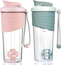 Garrafa Shaker para Misturas de Proteínas,24 oz (2 Pack),Protein Shaker Garrafas com Whisk Ball, Mixer Garrafa, Garrafa de Proteína,Copo de Shaker Bebida Proteica Pré-Trabalho Portable Whey,Pink, Teal