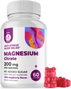 Gummies de Citrato de Magnésio DR. MORITZ para Adultos - Pastilhas de Magnésio Calmo sem Açúcar - Suporta uma Resposta ao Estresse Saudável - Framboesa Sabor - Não-GMO, 200 mg (60 Contagem)