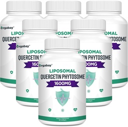 Orgabay lipossomal Quercetina Phytosome 1600 mg,Bromelain 200mg,Zinc 30mg,Vitamina C Açafrão 40 mg,Absorção mais elevada, Complexo de Quercetina, 360 Softgels