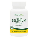 NaturesPlus Super Selenium Complex - 200 mcg, 90 comprimidos vegetarianos - Suplemento Mineral Essencial com Vitamina E - Promove tireóide saudável - Antioxidante - Sem glúten - 90 Servões