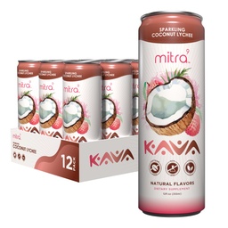 Bebidas Botânicas MITRA-9 - Lichia de coco Sparkling Kava Drink With Kava Root Extract - Enhancer de humor - Baseada em plantas - Promove calma natural e clareza (12 Fl. Oz) (12)