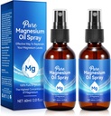 2Pack Puro spray de óleo de magnésio, frasco de vidro de spray de magnésio tópico, spray de magnésio orgânico para pés, nutrish a pele, Unclog Pores, alívio perda de cabelo, 4 fl oz