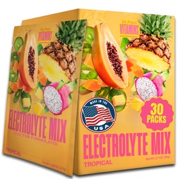 Dr. Price's Electrolyte Mix em pó de hidratação livre de açúcar com 72+ Trace Minerals □ Sem açúcar, Eletrolíticos de dissolução rápida Empacotes de pó ; Tropical (30 embalagens)