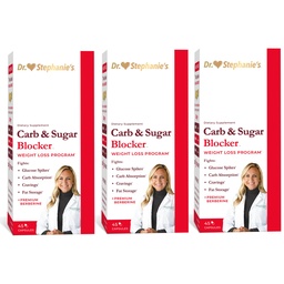 Dr. Stephanie's Mealtime Carb & Sugar Blocker - reduzir os carboidratos digeridos, açúcares, & calorias, estimulante-livre (3 pacote)