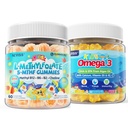 Crianças pastilhas de L-metilfolato, 5-MTHF ativo + metil B12, vitamina B6, B2, cholina, Vegan Omega 3 DHA & EPA + crianças Omega 3 chicletes + cálcio 400mg + vitamina D3 K2 + C, Omega-3 DHA & EPA Suplemento