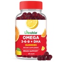 Lifeable Omega 3 6 9 pastilhas elásticas com Vegan Suplemento DHA .Alternativa de óleo de peixe de óleo de linhaça baseada em plantas . Grande sabor Omega 3 Suplemento .