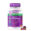 SmartyPants Organic Toddler Multivitamin Gummies: Probióticos, Omega 3 (ALA), Vitamina D3, C, Vitamina B12, B6, A, K & Zinc, Beta Caroteno, Glúten livre, Três sabores de frutas, 60 contagem (30 dias de fornecimento)